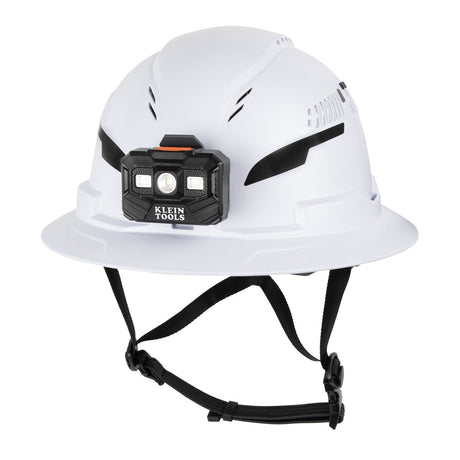 Klein Tools 60407T2RL Type 2 Vented Full Brim Hard Hat with Rechargeable Headlamp, White