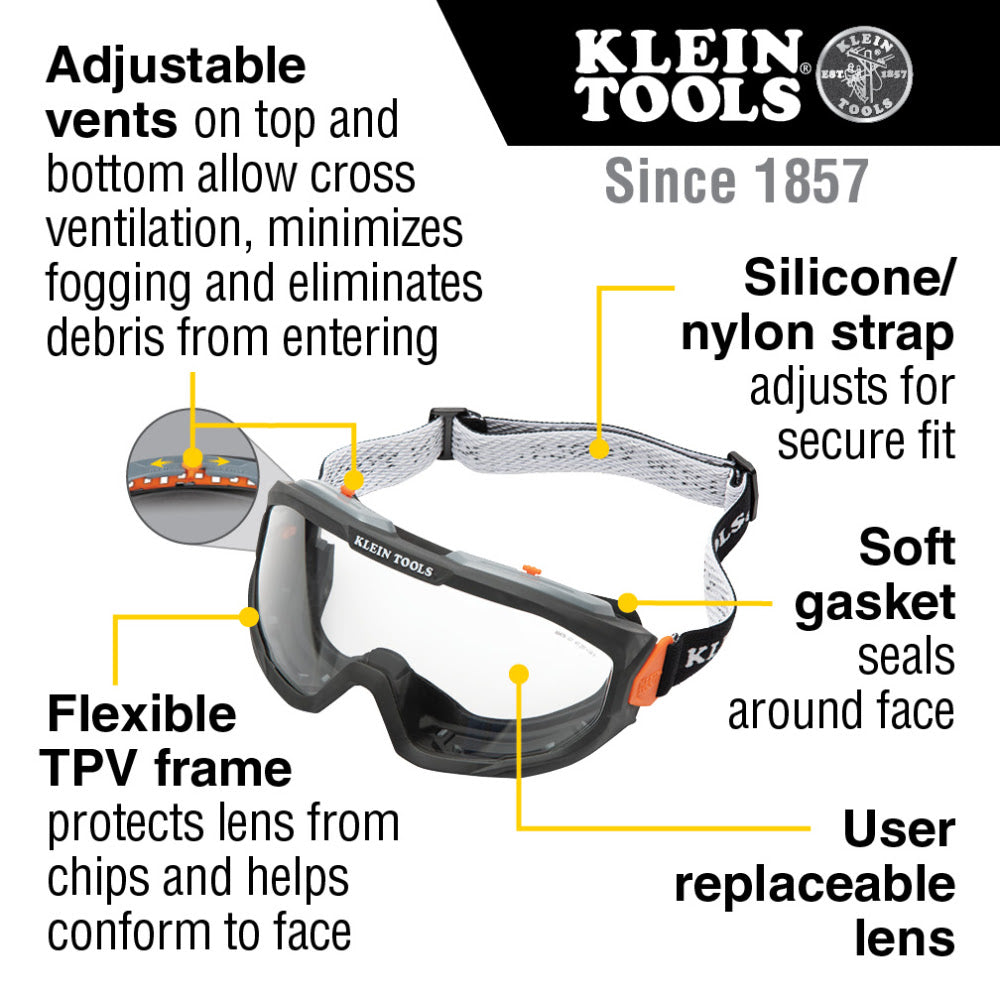 Klein 60479 Safety Goggles, Clear Lens - 2