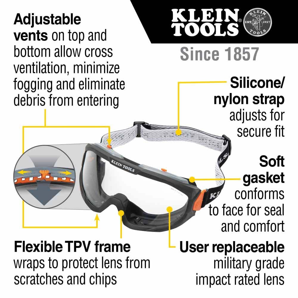 Klein 60481 Safety Goggles, Replacement Lens, Clear - 2