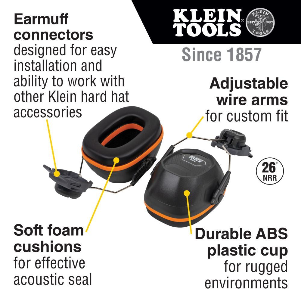 Klein 60502 Hard Hat Earmuffs, Full Brim Style - 2