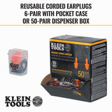 Klein 6050350 Corded Earplugs, 50-Pair Dispenser Pack - 3