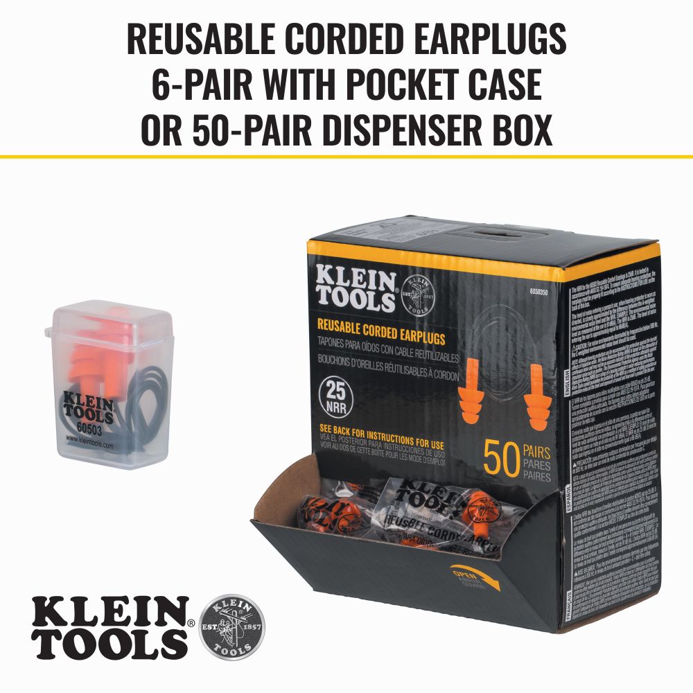 Klein 605036 Corded Earplugs, 6-Pair Pack - 3