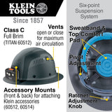 Klein 60512 Klein Carbon Fiber Full Brim Hard Hat with Headlamp, Titan - 2