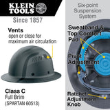 Klein 60513 Klein Carbon Fiber Full Brim Hard Hat, Spartan - 2