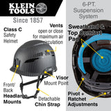 Klein 60516 Safety Helmet, Premium KARBN Pattern, Class C, Vented - 7