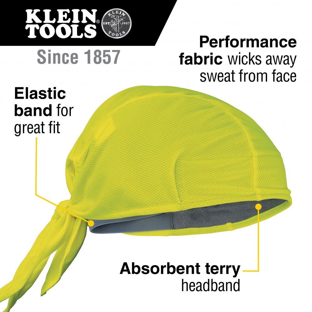 Klein 60546 Cooling Do Rag, High-Visibility Yellow, 2-Pack - 5