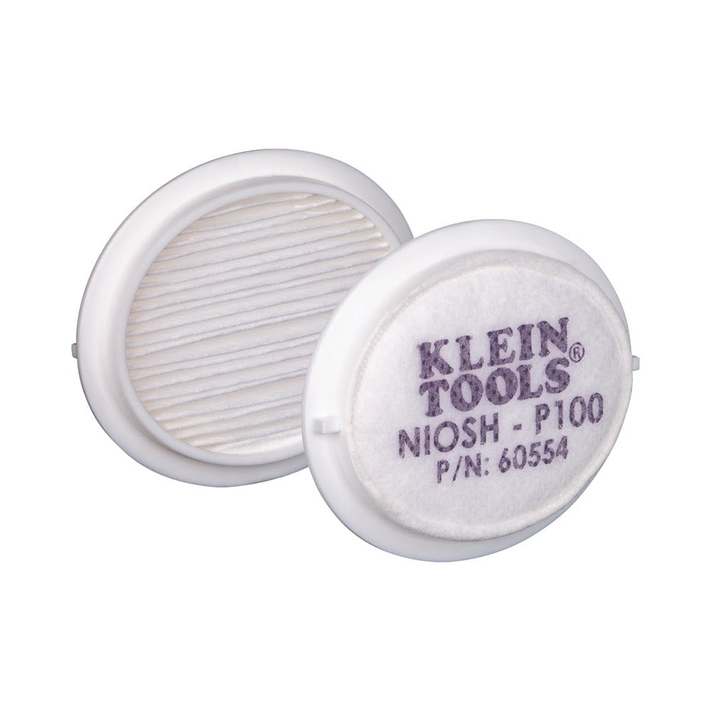 Klein 60554 P100 Half-Mask Respirator Replacement Filters, 2-Pack