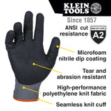 Klein 60584 Knit Dipped Gloves, Cut Level A2, Touchscreen, Medium, 2-Pair - 2