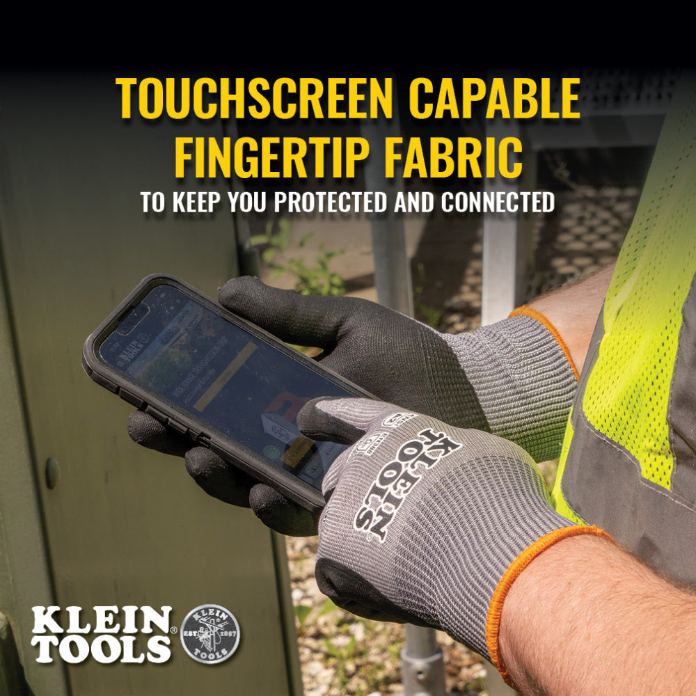 Klein 60585 Knit Dipped Gloves, Cut Level A2, Touchscreen, Large, 2-Pair - 4