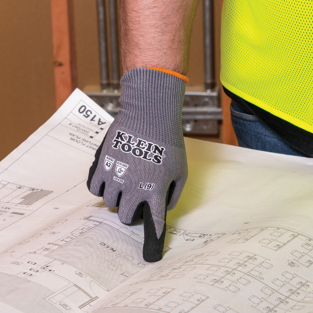 Klein 60585 Knit Dipped Gloves, Cut Level A2, Touchscreen, Large, 2-Pair - 10
