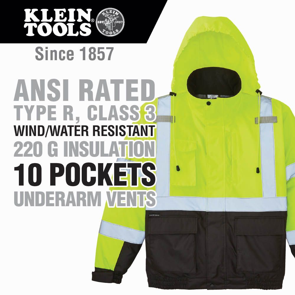 Klein 60612 High-Visibility Winter Bomber Jacket, 3XL - 6