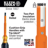 Klein Tools 607-3-INS Insulated Screwdriver, 3/32" Cabinet, 3" - 2