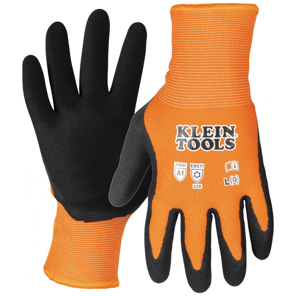 Klein 60836 Winter Knit Dipped Gloves, Cut Level A1, Touchscreen, Large