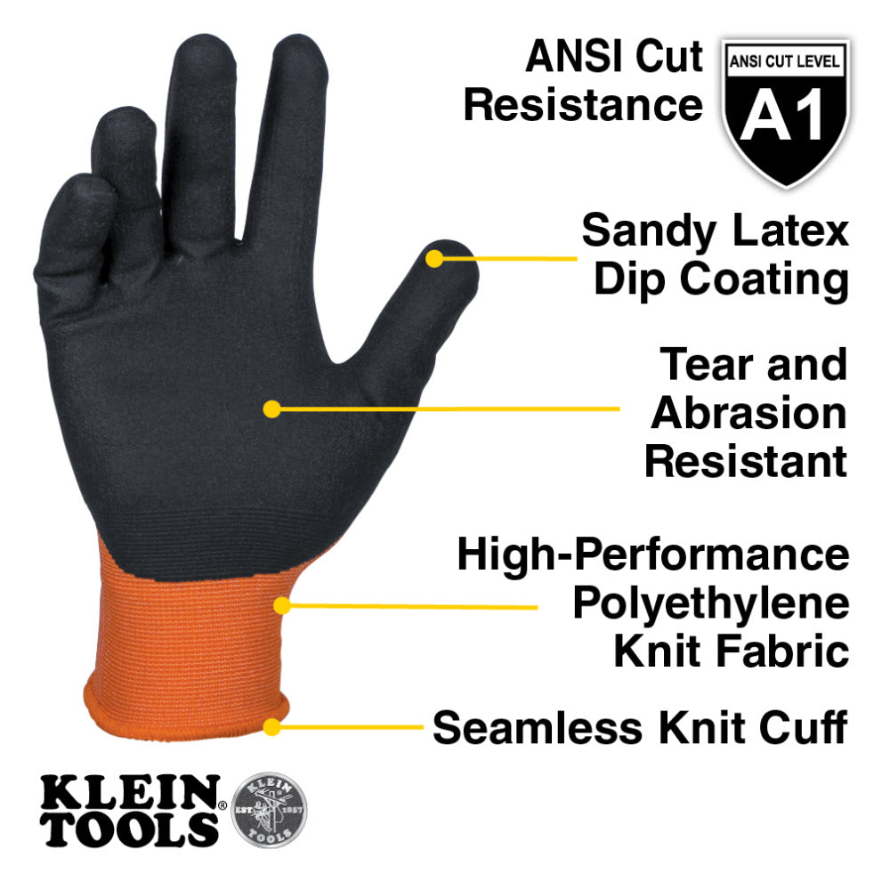 Klein 60836 Winter Knit Dipped Gloves, Cut Level A1, Touchscreen, Large - 2