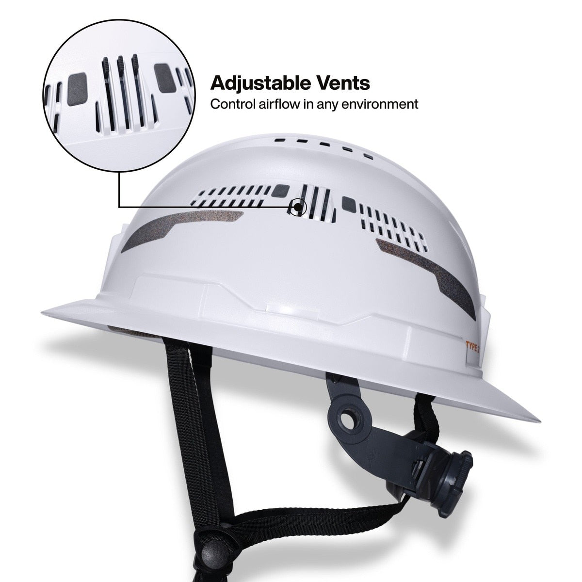 Klein Tools 60861T2 Class C Type 2 Vented Full Brim Hard Hat with Chin Strap Orange - 2