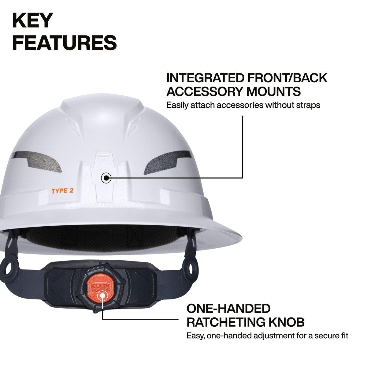 Klein Tools 60910T2 Class E Type 2 Non-Vented Full Brim Hard Hat with Chin Strap High Visibility Lime - 2