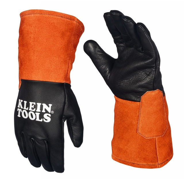 Klein Tools 60912 TIG Welding Gloves Large, 13 in. Length Cowhide Leather with Wide Cuff and Kevlar Aramid Stitching