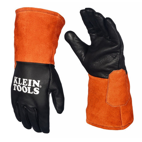 Klein Tools 60913 TIG Welding Gloves X-Large Cowhide Leather with Wide Cuff and Kevlar Aramid Stitching (1 Pair)