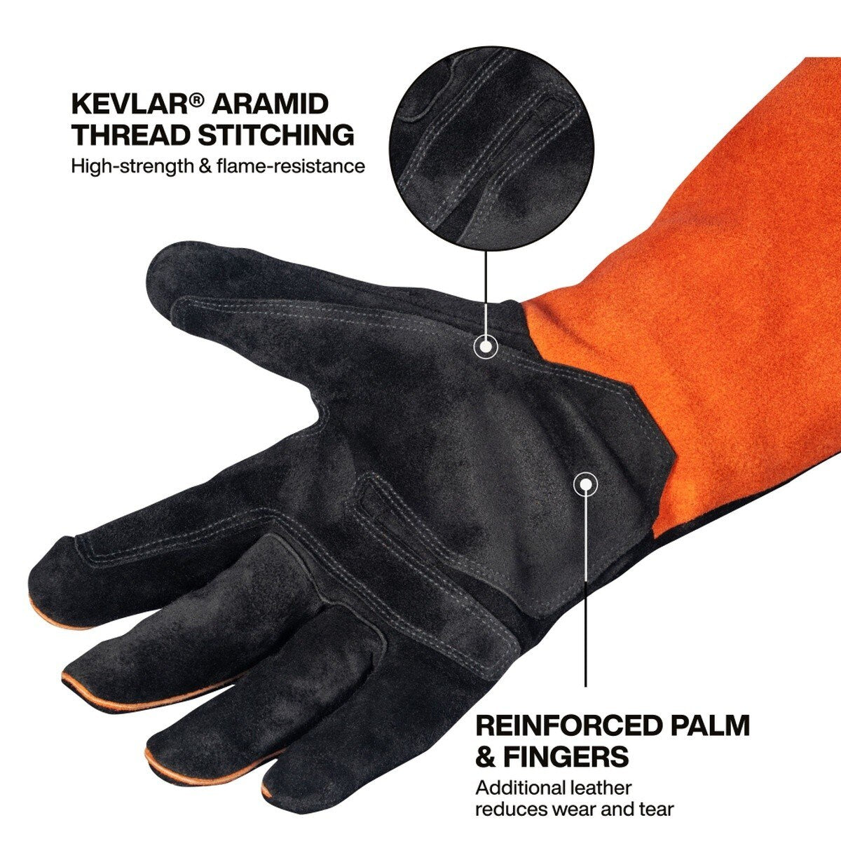 Klein Tools 60914 MIG Welding Gloves Large Split Cowhide Leather with Wide Cuff and Kevlar Aramid Stitching (1 Pair) - 2