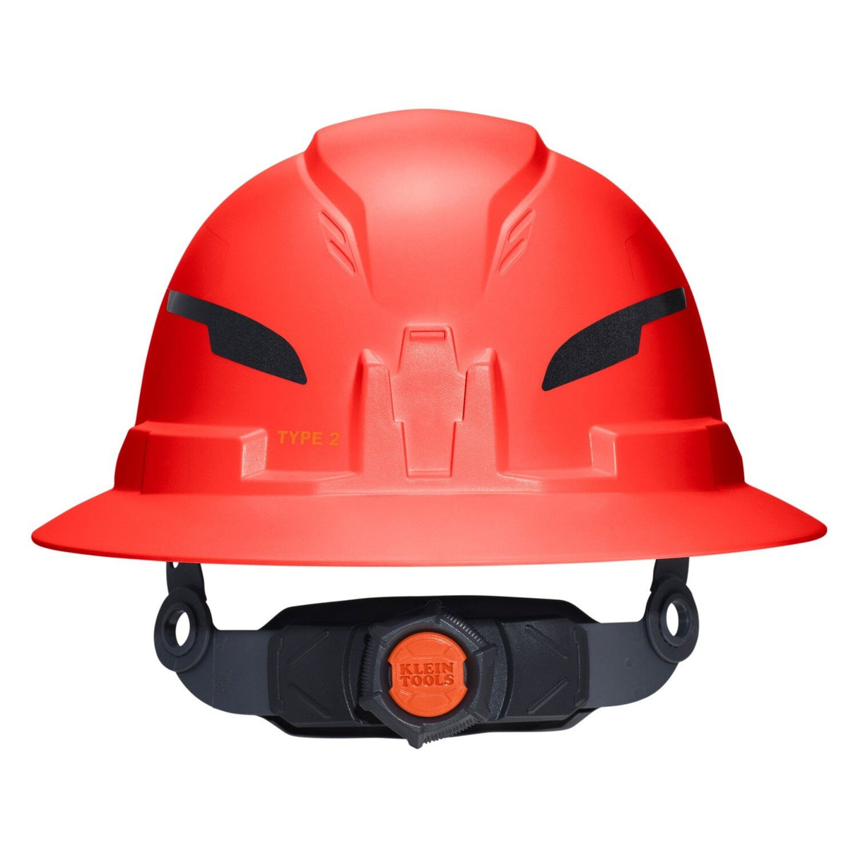Klein 60930T2 Class E Type 2 Non Vented Full Brim Hard Hat with Strap High Visibility Orange - 8