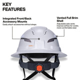Klein 60961T2 Class C Type 2 Vented Full Brim Hard Hat with Chin Strap Black - 5