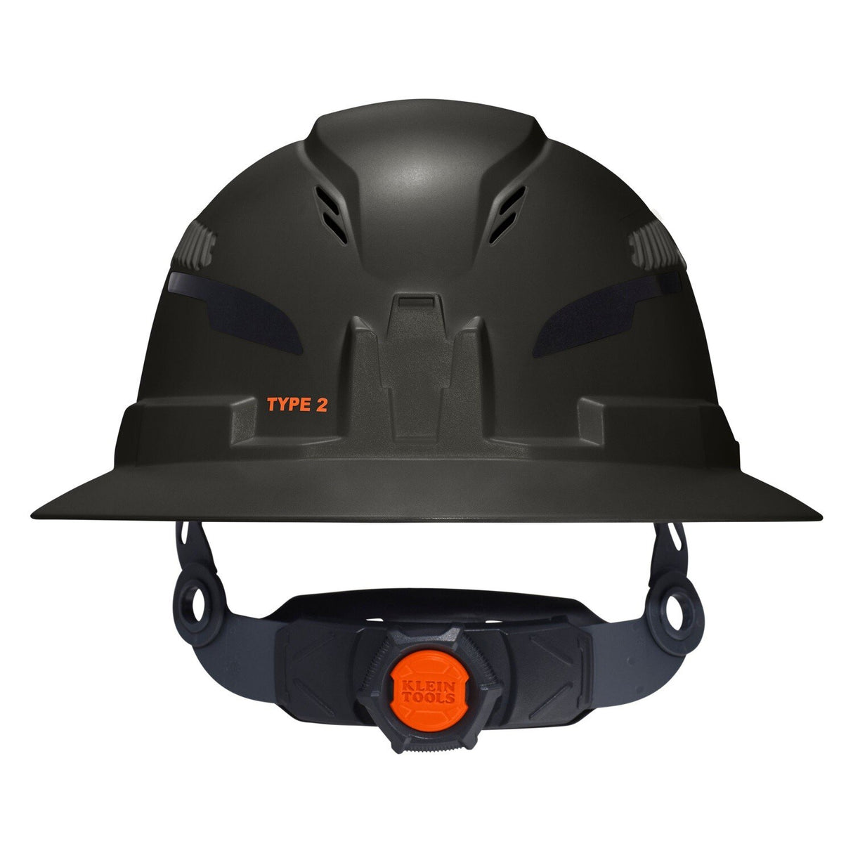 Klein 60961T2 Class C Type 2 Vented Full Brim Hard Hat with Chin Strap Black - 10