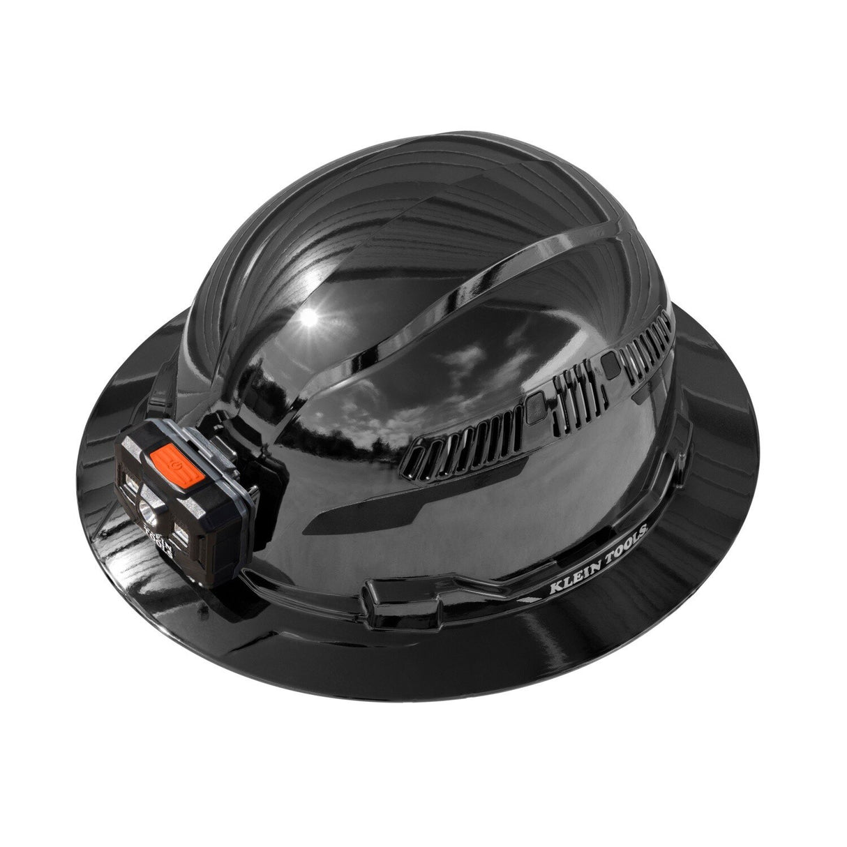 Klein 60996 REFLEKTOR Black Chrome Vented Full Brim Class C Hard Hat with Headlamp