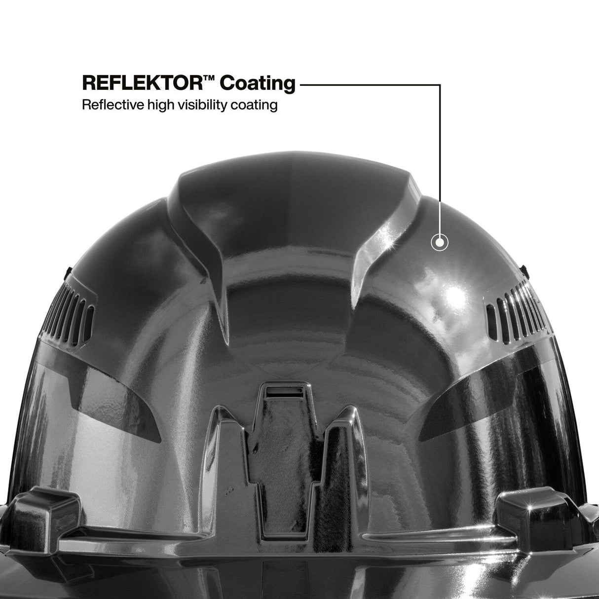 Klein 60996 REFLEKTOR Black Chrome Vented Full Brim Class C Hard Hat with Headlamp - 2
