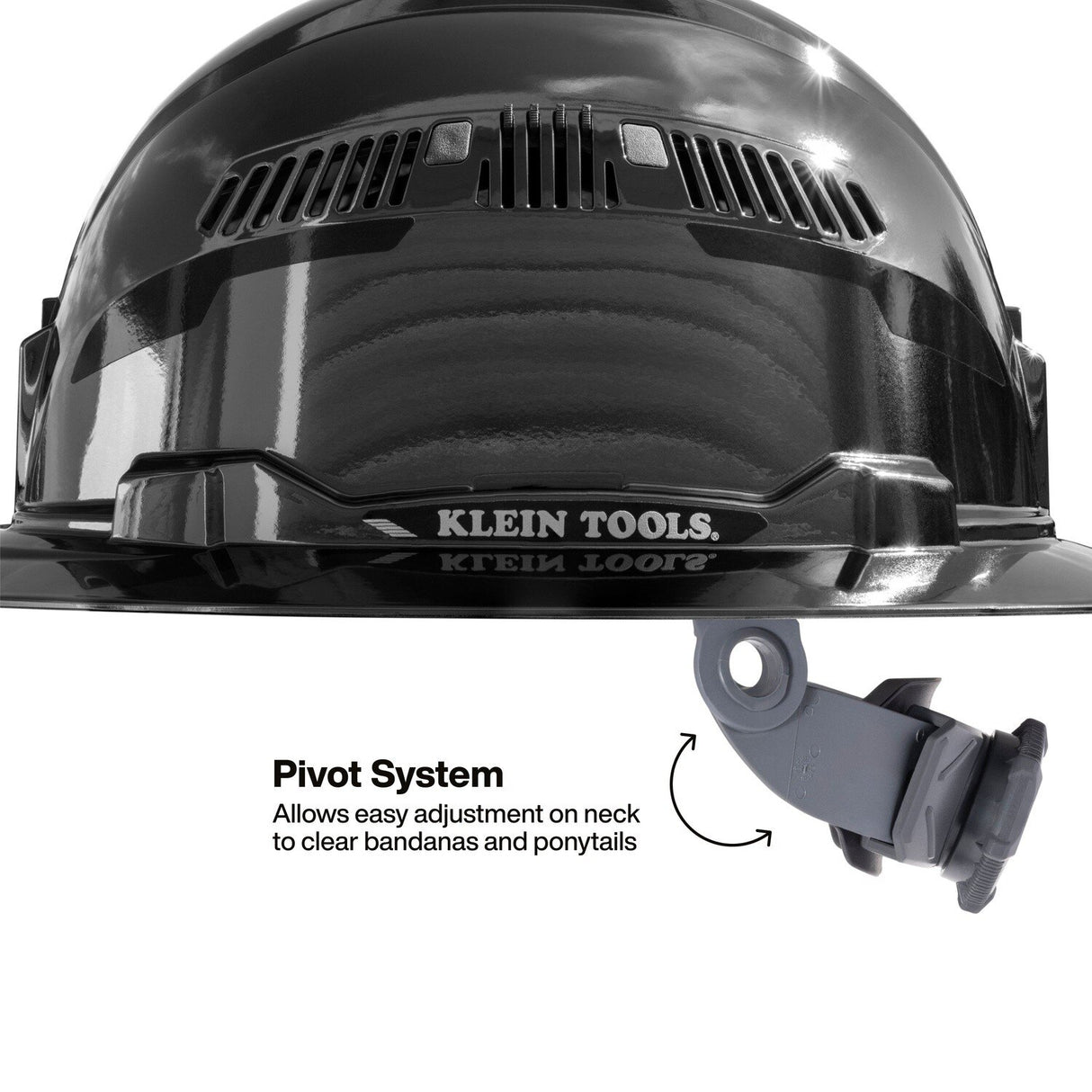 Klein 60996 REFLEKTOR Black Chrome Vented Full Brim Class C Hard Hat with Headlamp - 6