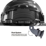 Klein 60996 REFLEKTOR Black Chrome Vented Full Brim Class C Hard Hat with Headlamp - 6