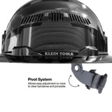 Klein 60996 REFLEKTOR Black Chrome Vented Full Brim Class C Hard Hat with Headlamp - 6