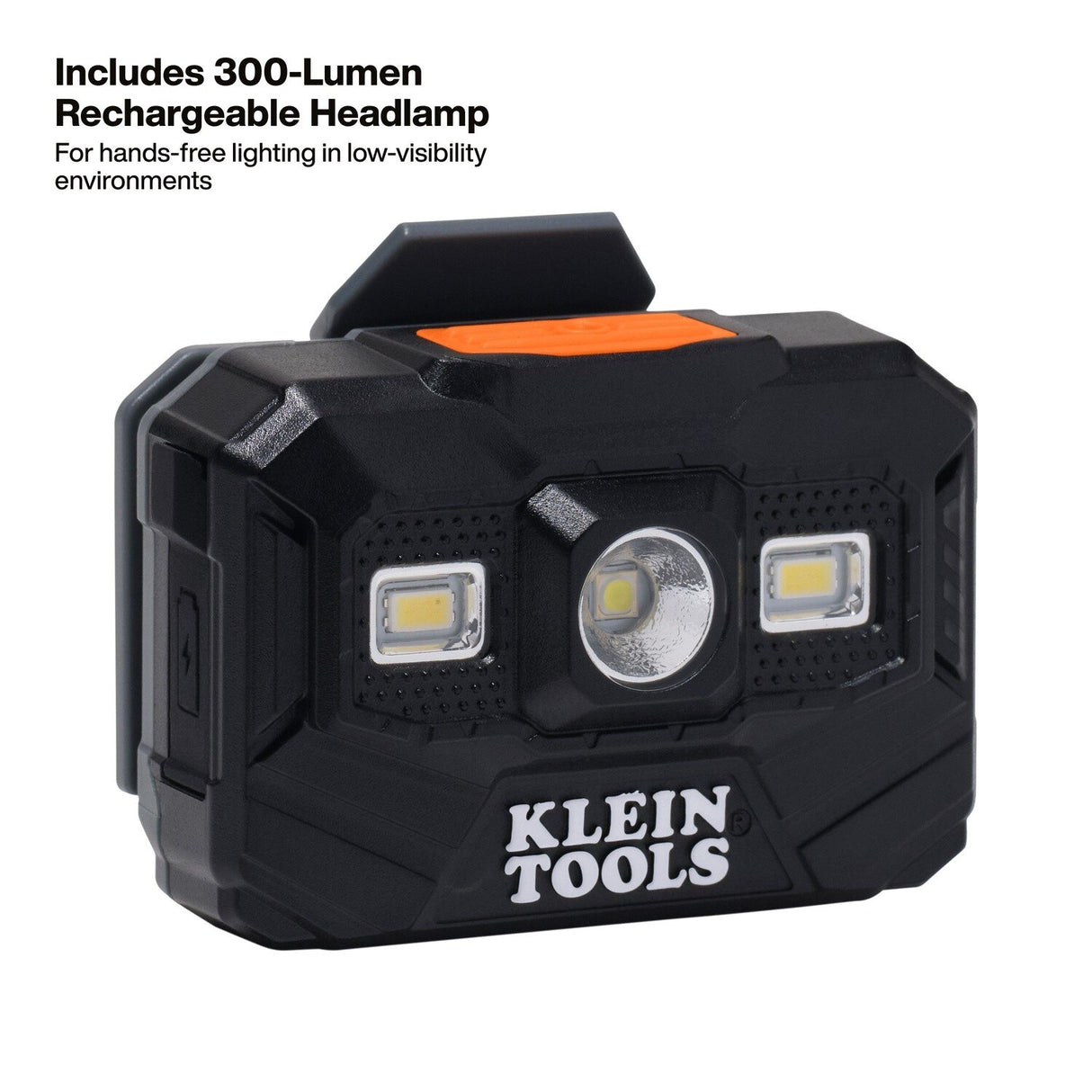 Klein 60996 REFLEKTOR Black Chrome Vented Full Brim Class C Hard Hat with Headlamp - 7