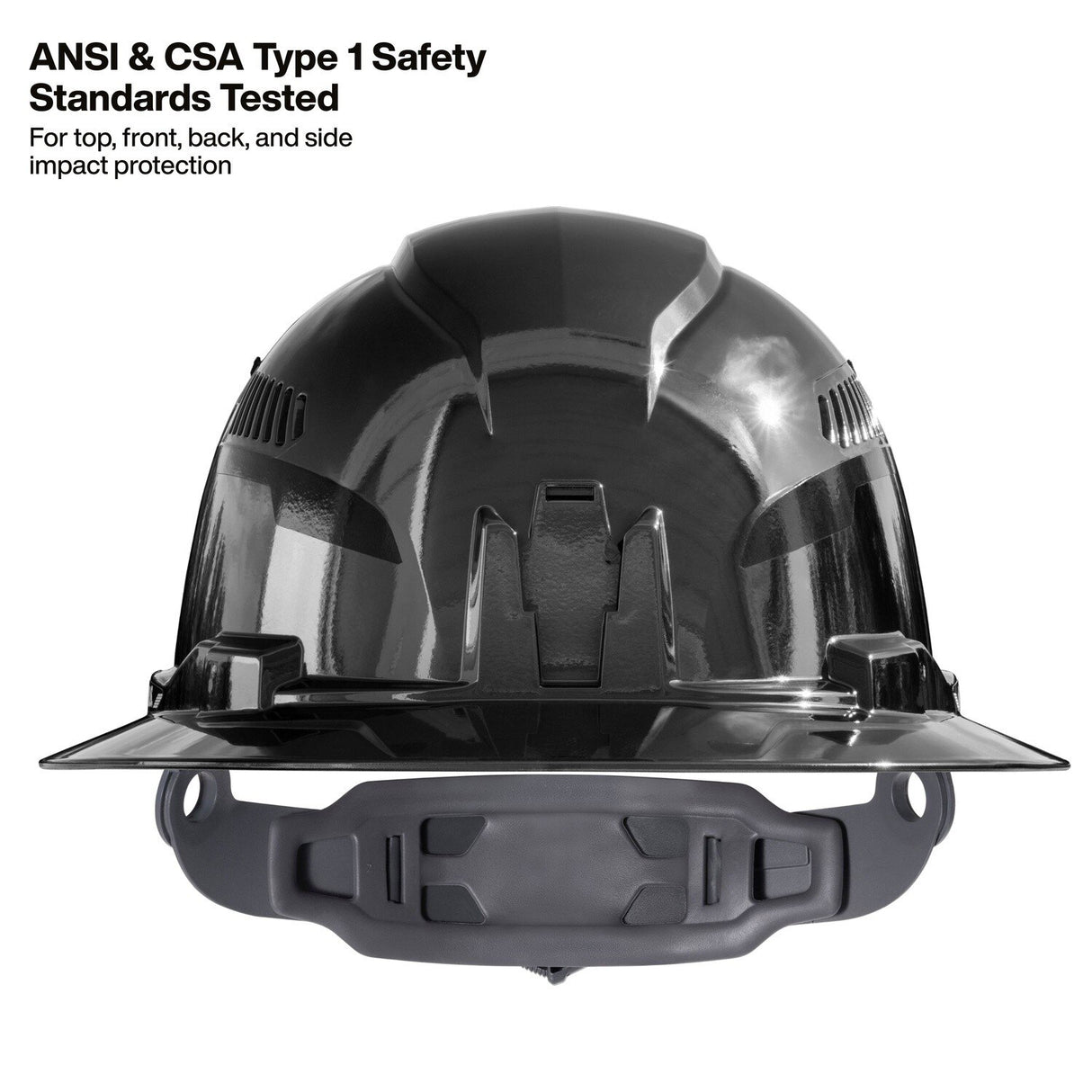 Klein 60996 REFLEKTOR Black Chrome Vented Full Brim Class C Hard Hat with Headlamp - 9