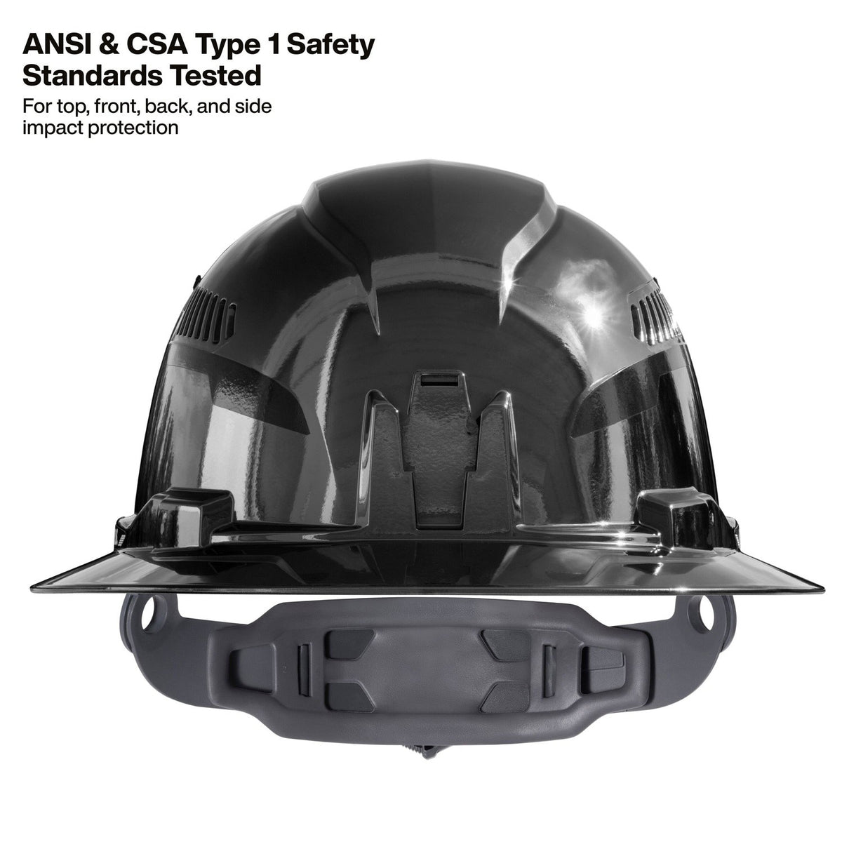 Klein 60996 REFLEKTOR Black Chrome Vented Full Brim Class C Hard Hat with Headlamp - 9