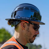 Klein 60996 REFLEKTOR Black Chrome Vented Full Brim Class C Hard Hat with Headlamp - 10