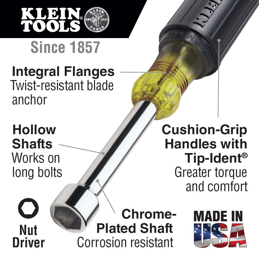 Klein Tools 610-1/4 1/4" Stubby Nut Driver with 1-1/2" Shaft - 2