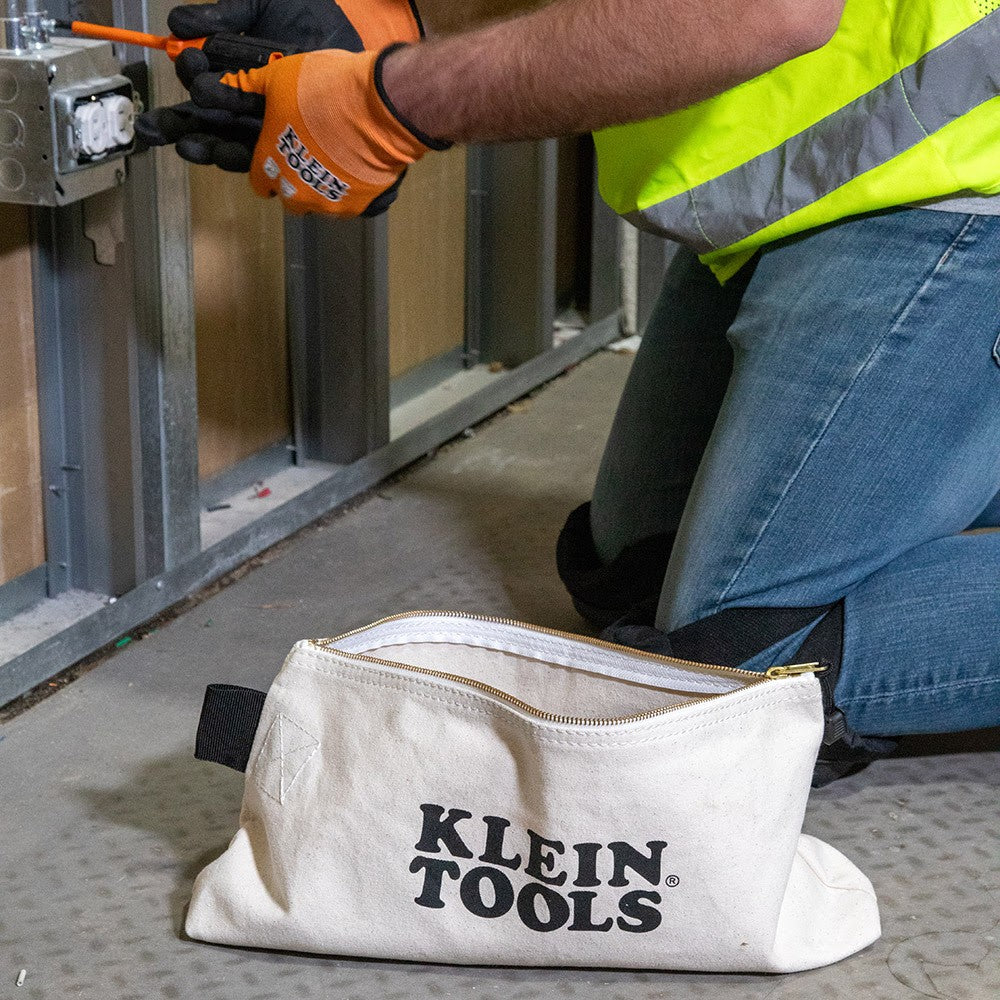 Klein 62042 Zipper Bag, Extra-Long Canvas Tool Pouch, 16", Natural - 4