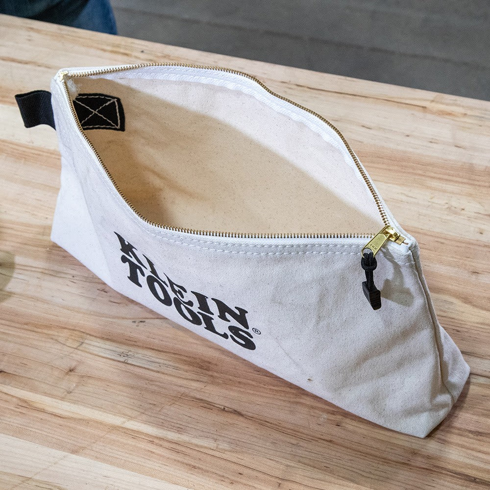 Klein 62042 Zipper Bag, Extra-Long Canvas Tool Pouch, 16", Natural - 7