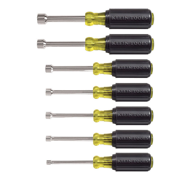 Klein Tools 631 Nut Driver Set 3" Shafts, Cushion Grip, 7-Piece