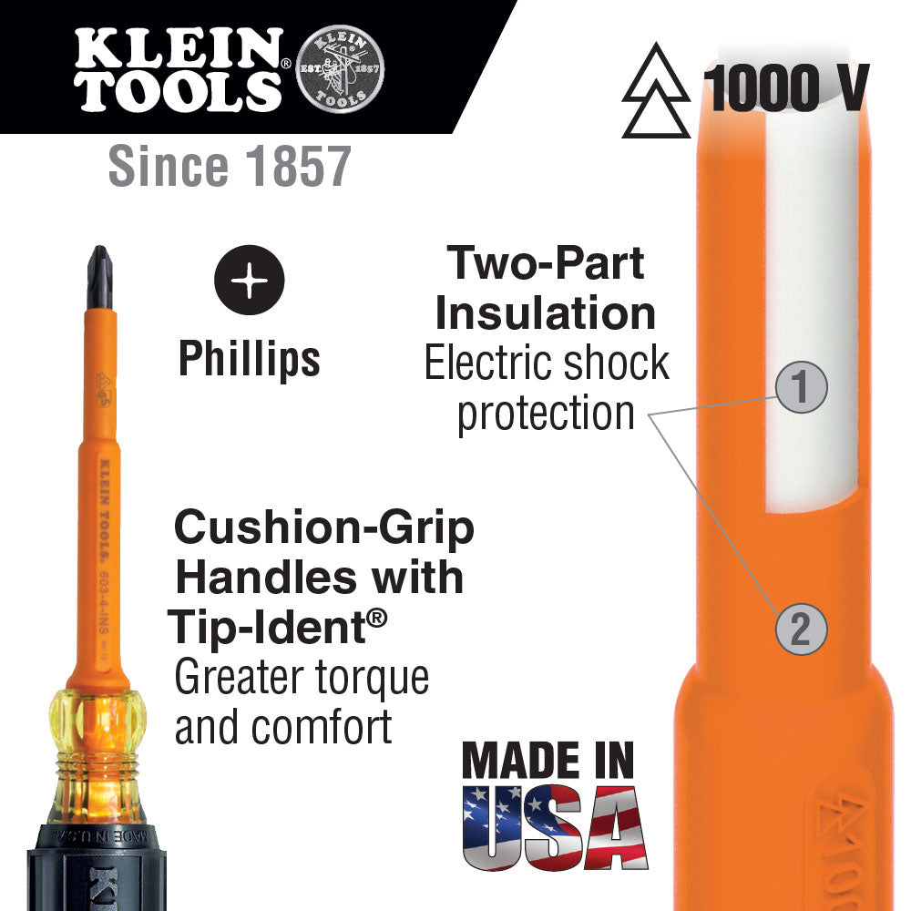 Klein Tools 6337INS Insulated Screwdriver, #3 Phillips, 7" Shank - 2