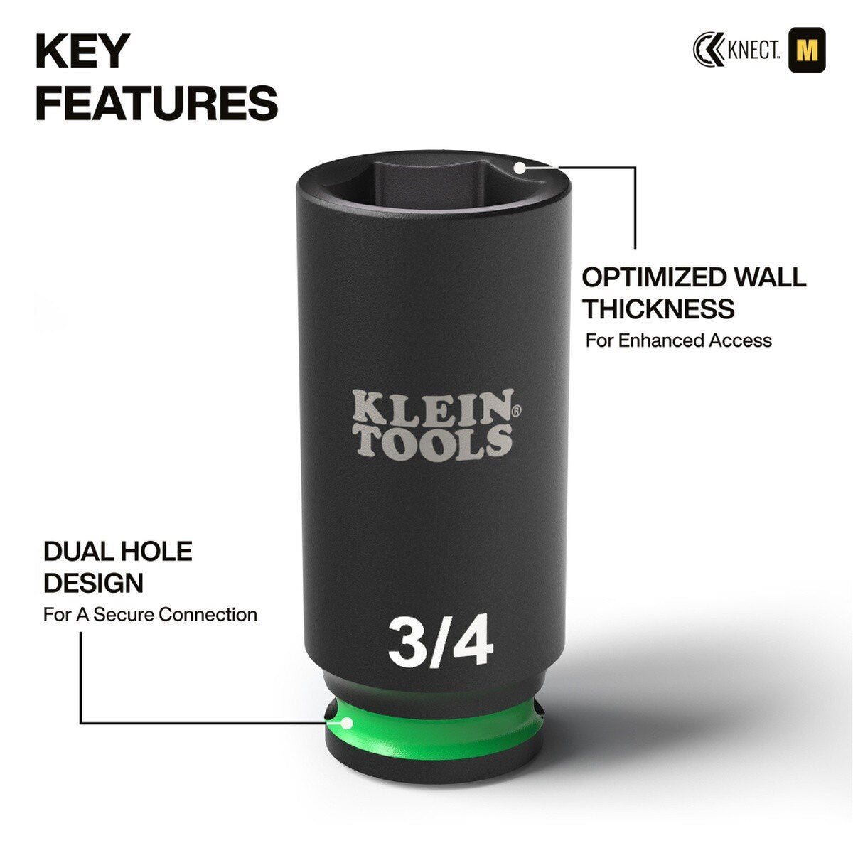 Klein Tools 65109IMPCT Deep-Well 3/8-Inch Drive SAE Impact Socket Set with Case (9 Piece) - 4