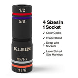 Klein Tools 6512QS Quad-4 SAE Impact Flip Socket with 6.5" Extension Shaft (2 Piece) - 2