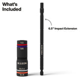 Klein Tools 6512QS Quad-4 SAE Impact Flip Socket with 6.5" Extension Shaft (2 Piece) - 3