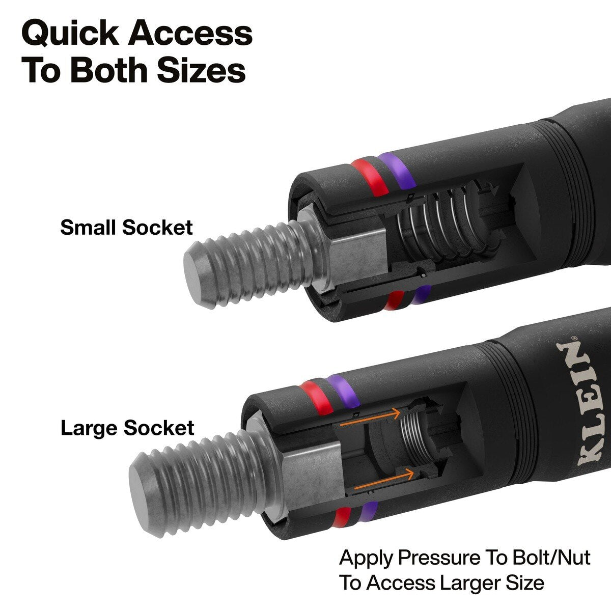 Klein Tools 6512QS Quad-4 SAE Impact Flip Socket with 6.5" Extension Shaft (2 Piece) - 4