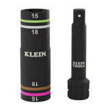 Klein Tools 6513MQS Quad-4 4-in-1 Metric Impact Flip Socket Set with Multi-Purpose Adapter 3/8" Drive (2 Piece)