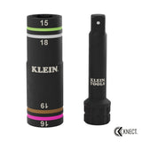 Klein Tools 6513MQS Quad-4 4-in-1 Metric Impact Flip Socket Set with Multi-Purpose Adapter 3/8" Drive (2 Piece) - 2