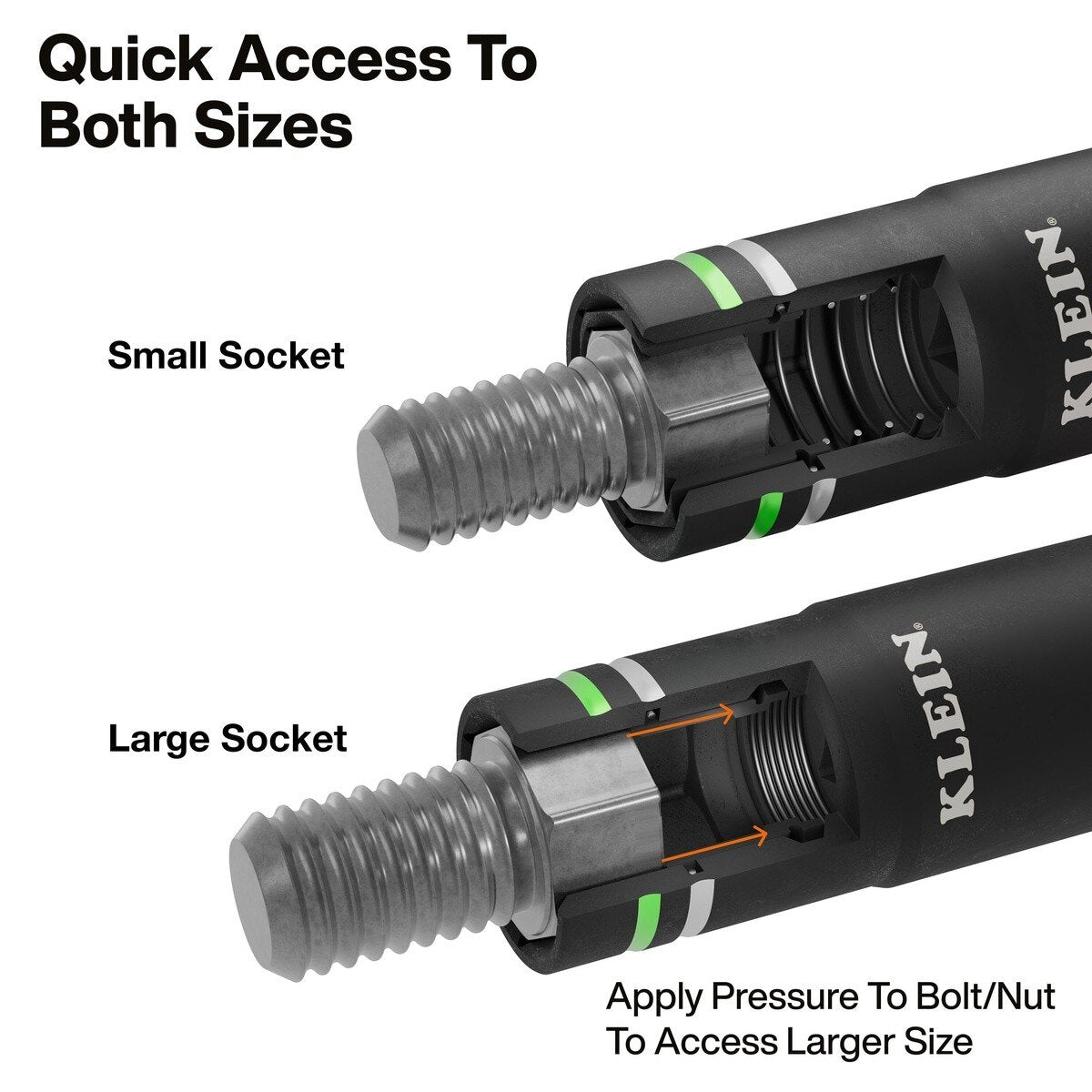 Klein Tools 6513MQS Quad-4 4-in-1 Metric Impact Flip Socket Set with Multi-Purpose Adapter 3/8" Drive (2 Piece) - 5