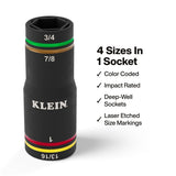 Klein Tools 6513QS KNECT Quad-4 4-in-1 Heavy-Duty Impact Flip Socket SAE 3/8" Drive (2 Piece) - 2