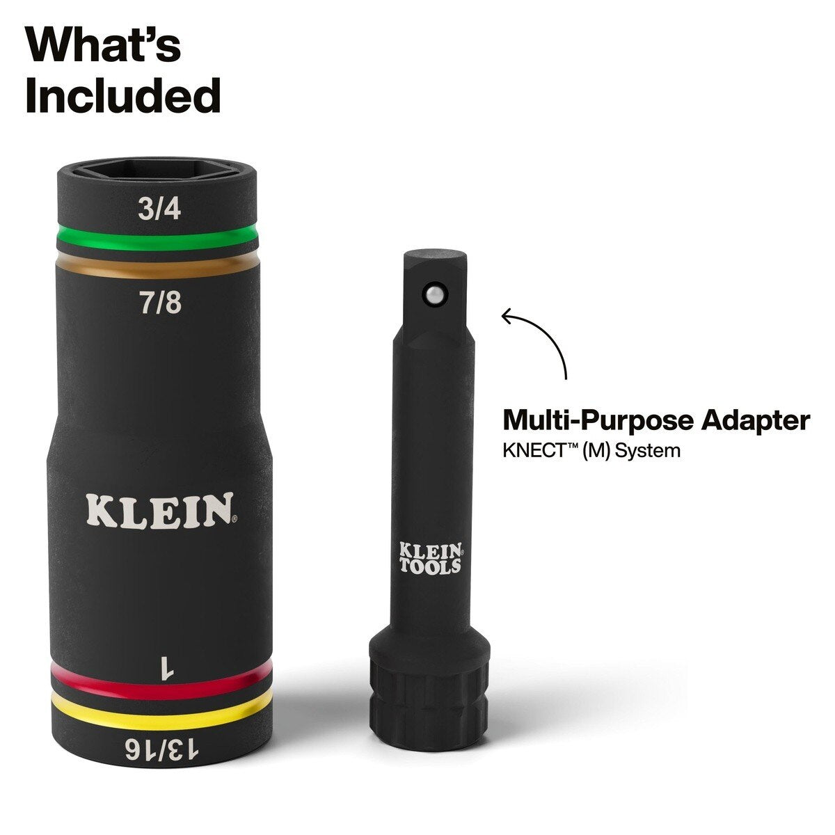 Klein Tools 6513QS KNECT Quad-4 4-in-1 Heavy-Duty Impact Flip Socket SAE 3/8" Drive (2 Piece) - 3