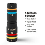 Klein Tools 651MQS Quad-4 Metric Impact Flip Socket Set with 3.5" Extension 7mm 8mm 10mm 12mm (2 Piece) - 2